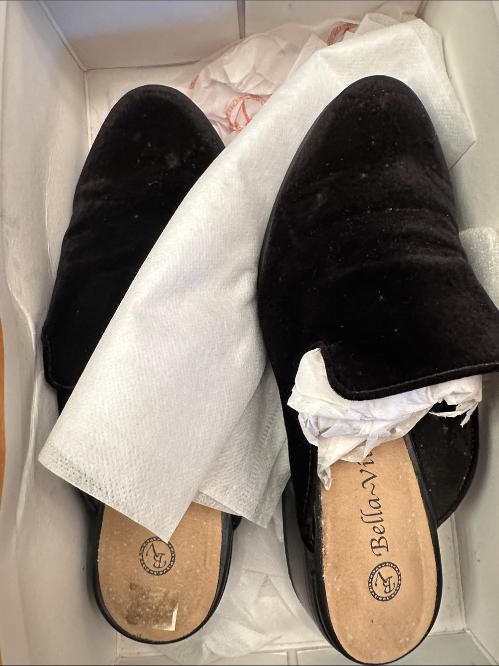 Bella Vita Black Velvet Slip-On Mules